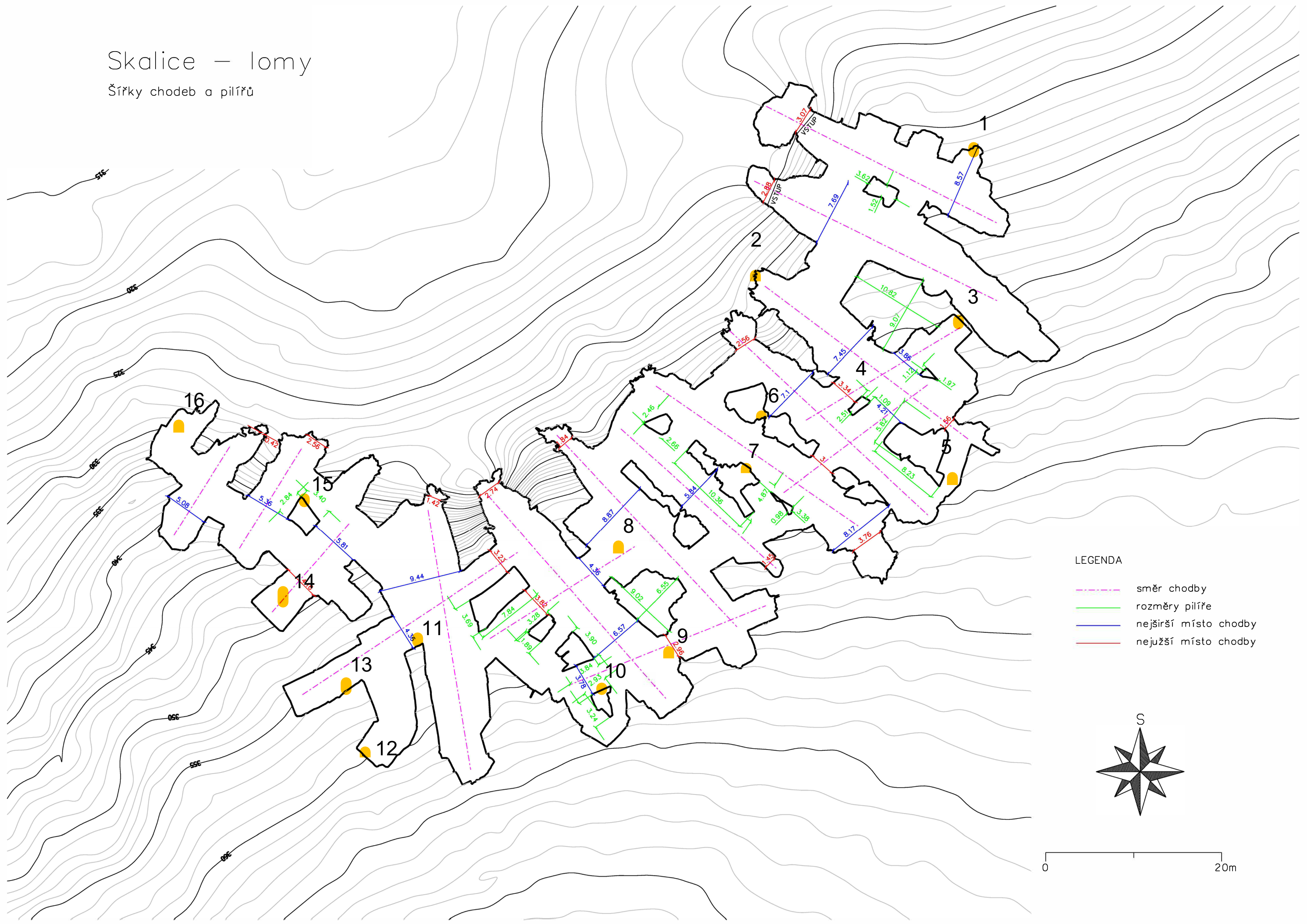 Mapa podzemního lomu Skalice